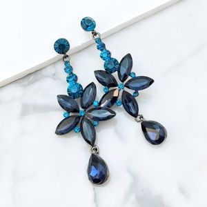 Jewelry - NEW PROM PAGEANT Navy Teal Crystal Event Earrings Jewelry - NEW PROM PAGEANT Navy Teal Crystal Event Earrings